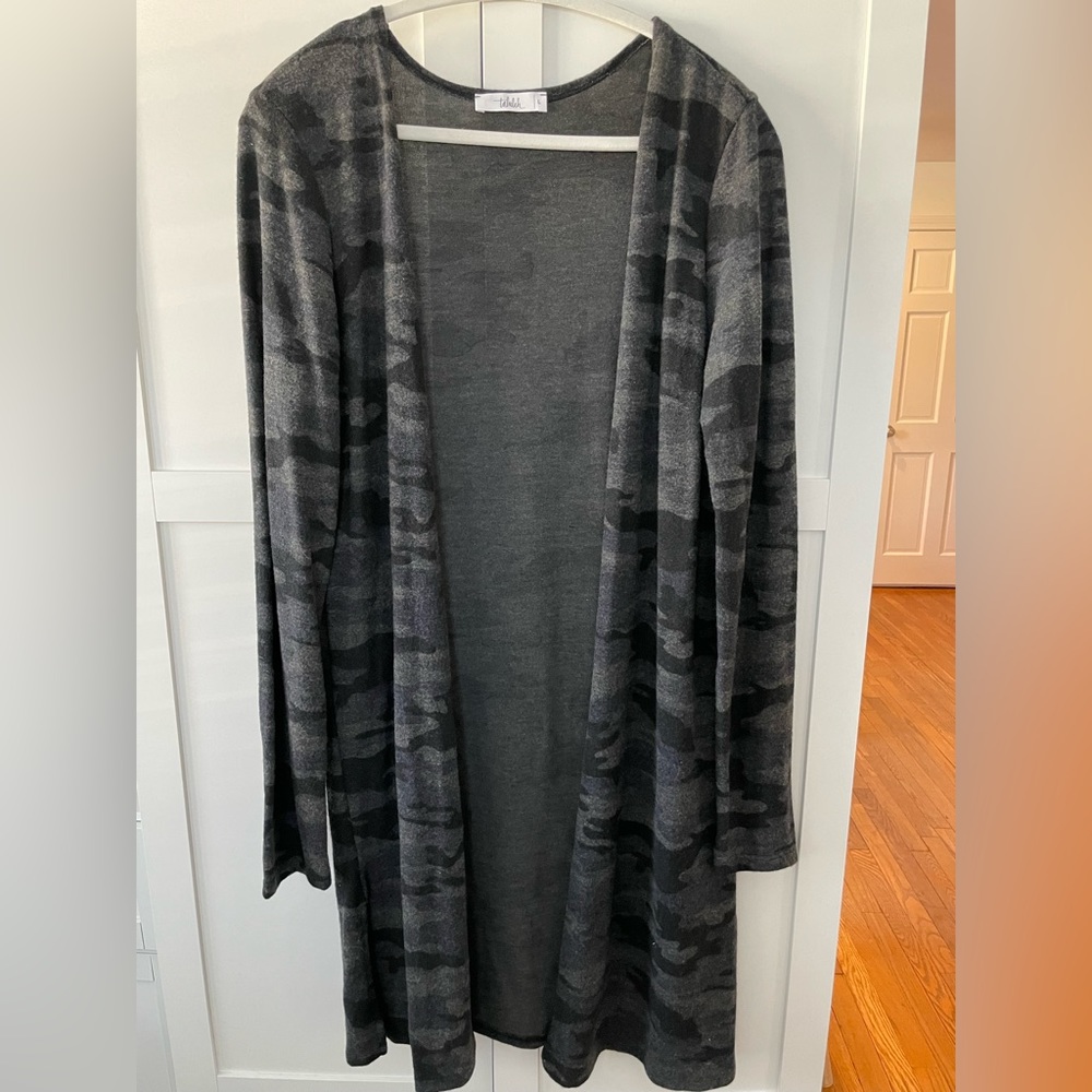 Shop Talulah long camo cardigan size Large